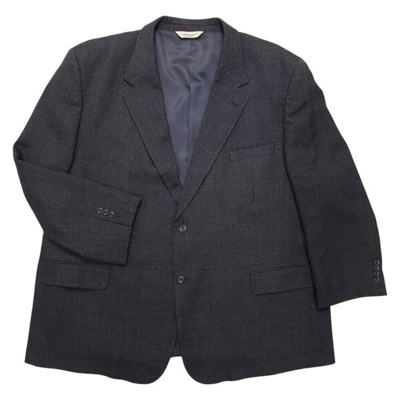 Pronto Uomo Tweed Lambswool Blazer Sport Coat Suit Jacket Dark Blue Mens 52R